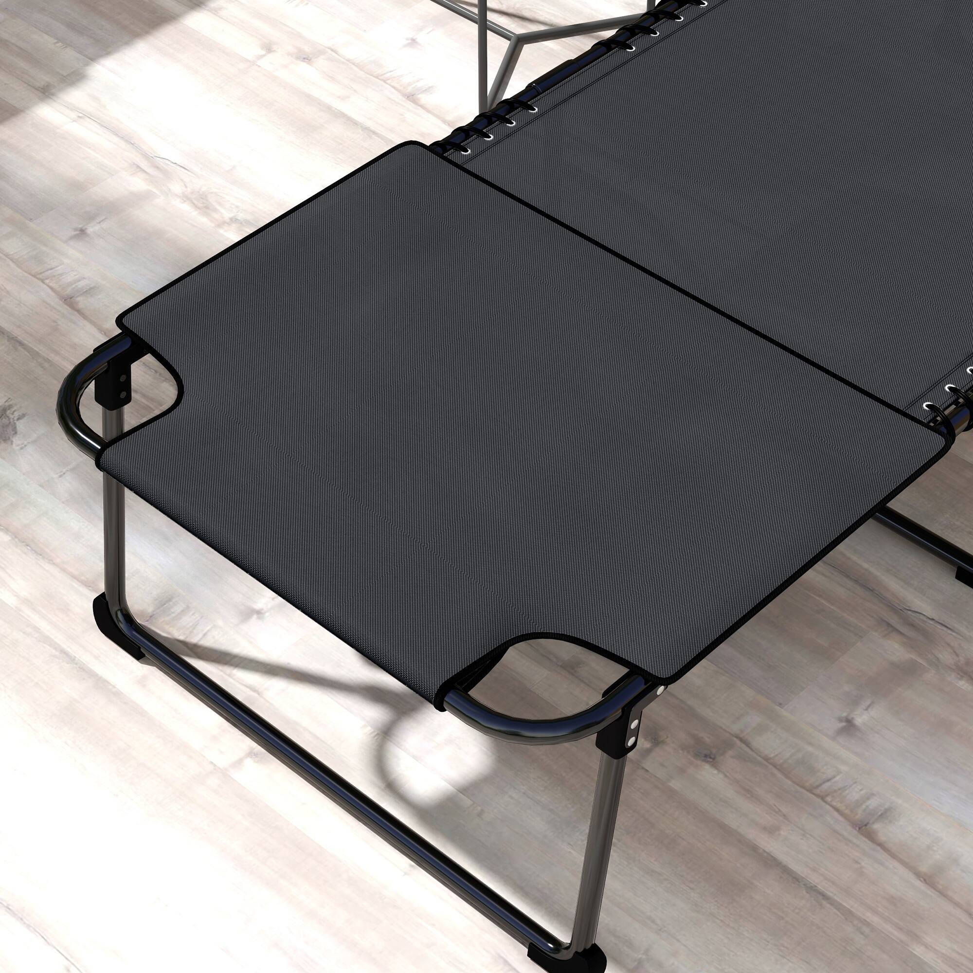 Alt View 8. Outsunny - 2 Piece Folding Chaise Lounge with 5-level Reclining Back, Tanning Chair with Face Hole, Outdoor Lounge Chair - Black.