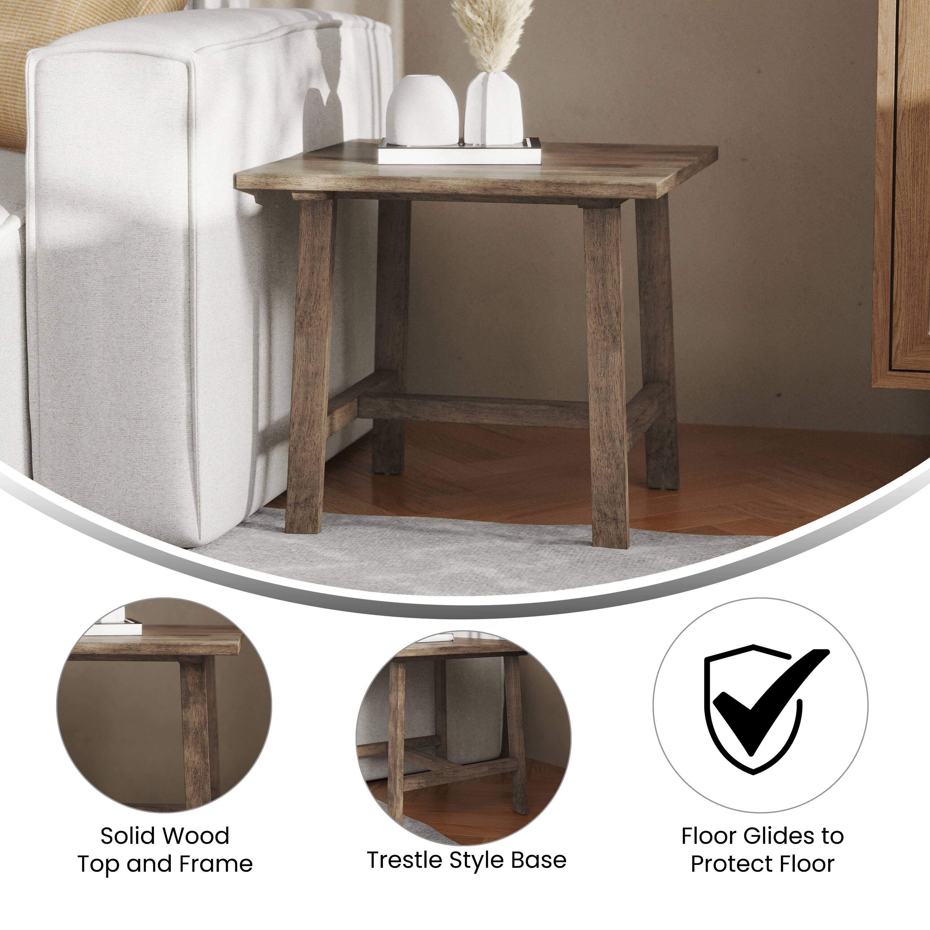 Solid Wood Top and Frame  
Trestle Style Base  
Floor Glides to Protect Floor