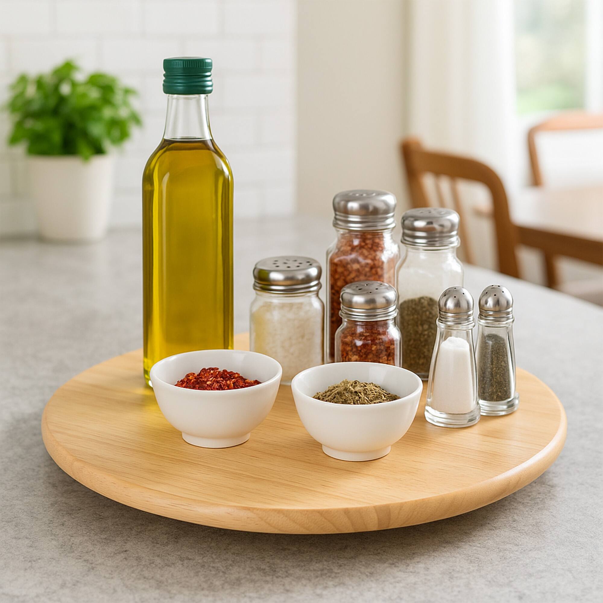 Alt View 2. PJ Wood - PJ Wood Round Natural Wooden Lazy Susan Organizer Kitchen Cabinet Turntable Tray - Natural.