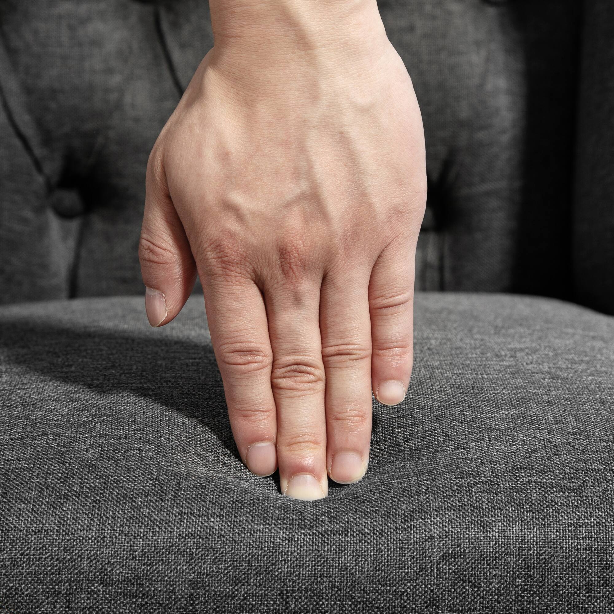 Alt View 8. Homcom - Counter Height Bar Stools Set of 2 (27"H Seat), Upholstered Farmhouse Kitchen Island Stools with Nailhead-Trim & Tufted - gray.