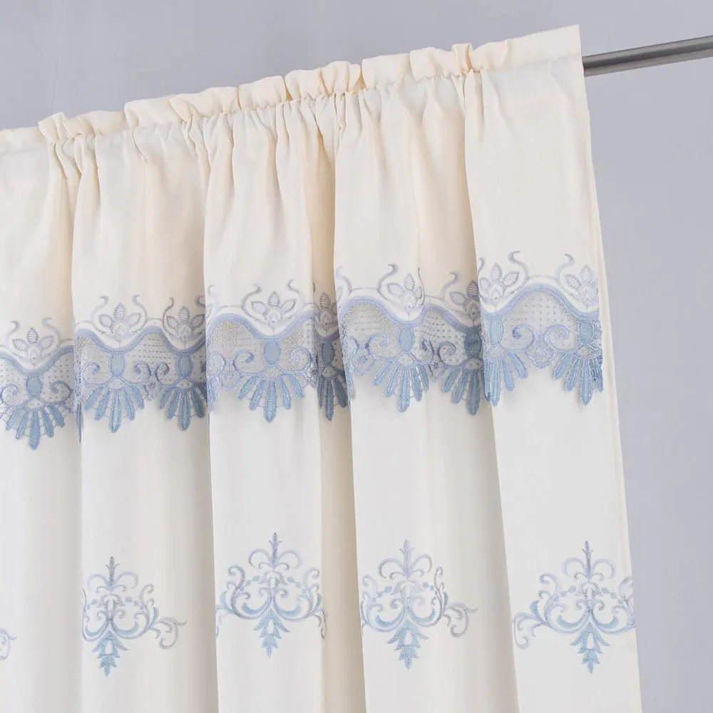Left. RT Designers Collection - RT Designers Collection Bonnie Macrame Rod Pocket Room Darkening Curtain Panels for Living Room 52" x 84" Beige - Beige.