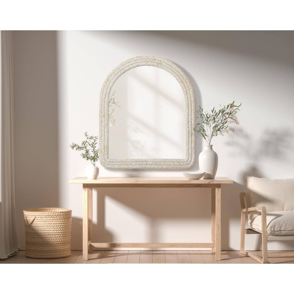 Alt View 3. Elegant Decor - Arch Cornhusk Mirror 36x42 in Linen White - Linen White.