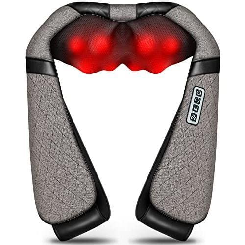 The Best Inks - Shiatsu Electric Neck Pillow 3D Kneading with Heat for Shoulder Lower Foot Leg Relax in Car Office and Home - Gray