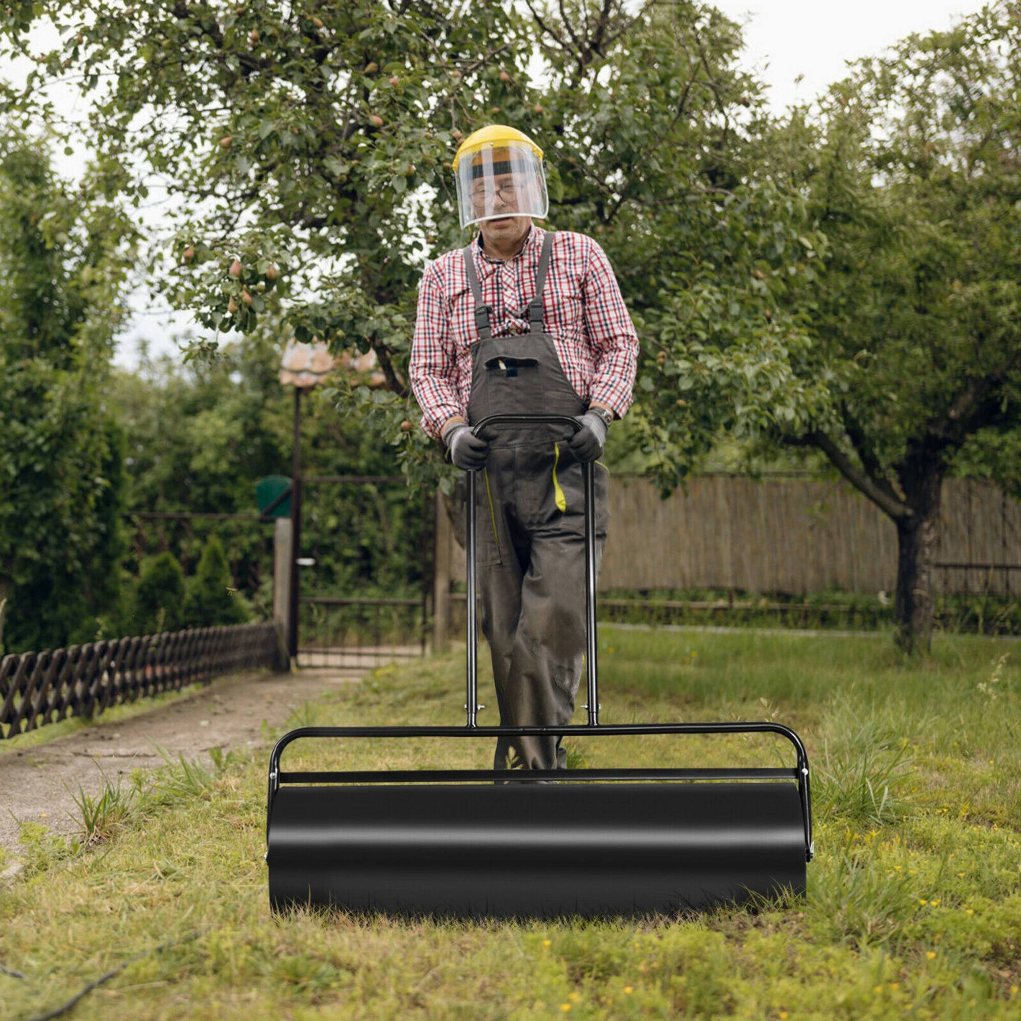 Alt View 2. Gymax - Gymax 13-Gallon Lawn Roller Heavy-Duty Steel Push/Pull Sod Roller 24'' x13'' Black - Black.