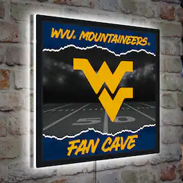 Evergreen Enterprises - West Virginia Mountaineers 23" LED Fan Cave Square-Shaped Lighted Wall Sign - Multicolor