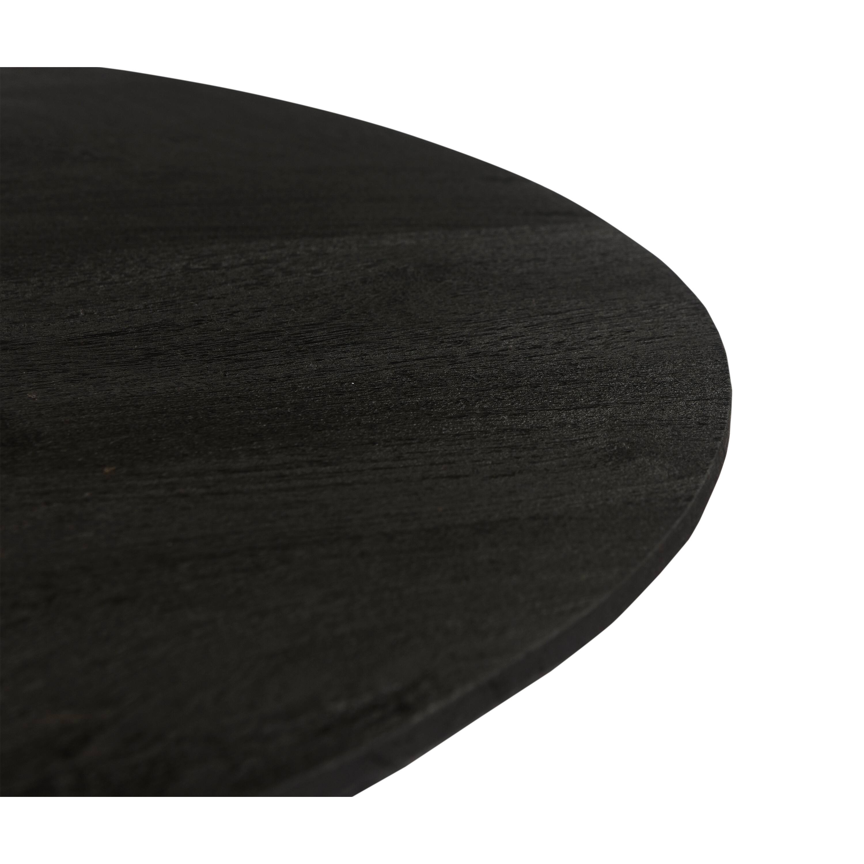 Back. Manhattan Lane - Ridge 47 Inch Handcrafted Mango Wood Round Dining Table, Slatted Flared Base - Black.