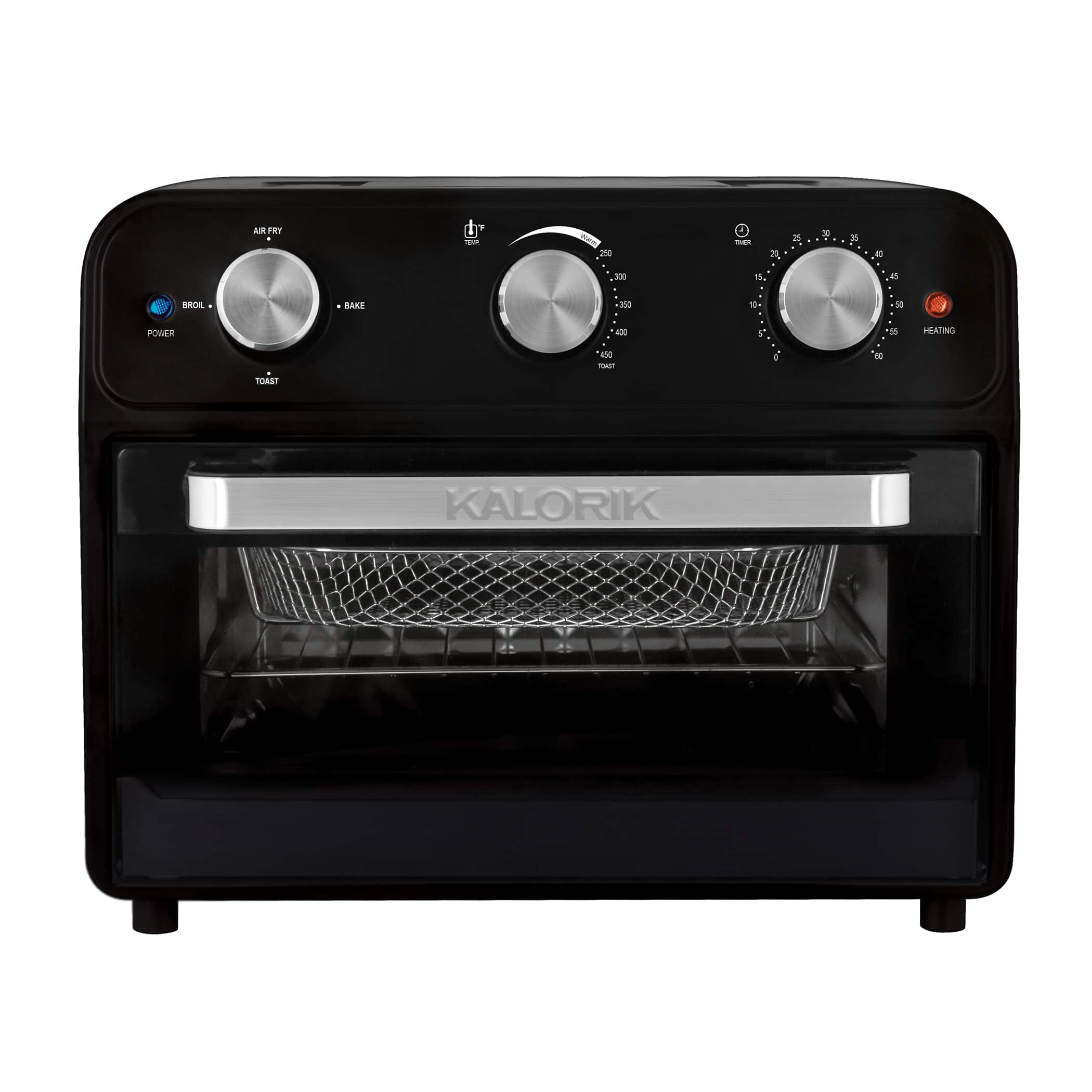 Front. Kalorik - 22qt Analog Air Fryer Toaster Oven - Black.