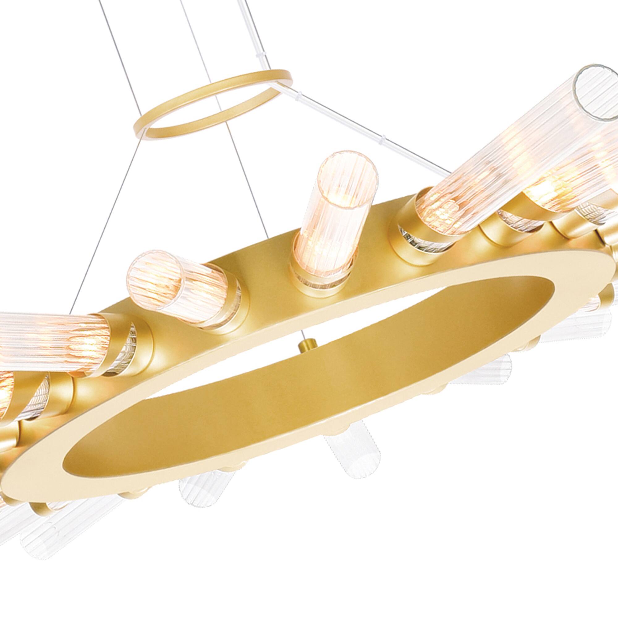 Left. CWI Lighting - Collar 21 Light Chandelier With Satin Gold Finish - Satin Gold.