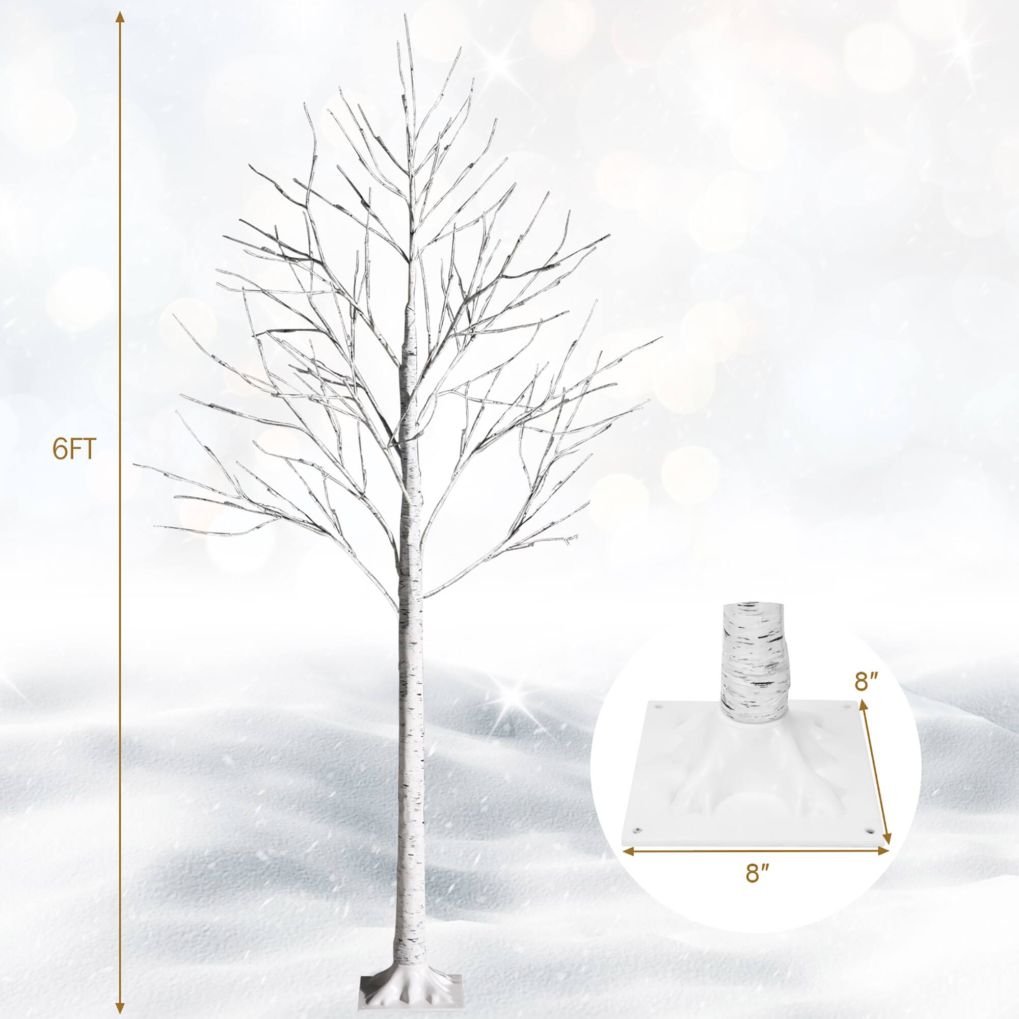 Alt View 13. Costway - 6ft Pre-lit Twig Birch Tree for Christmas Holiday w/96 LED Lights - White.