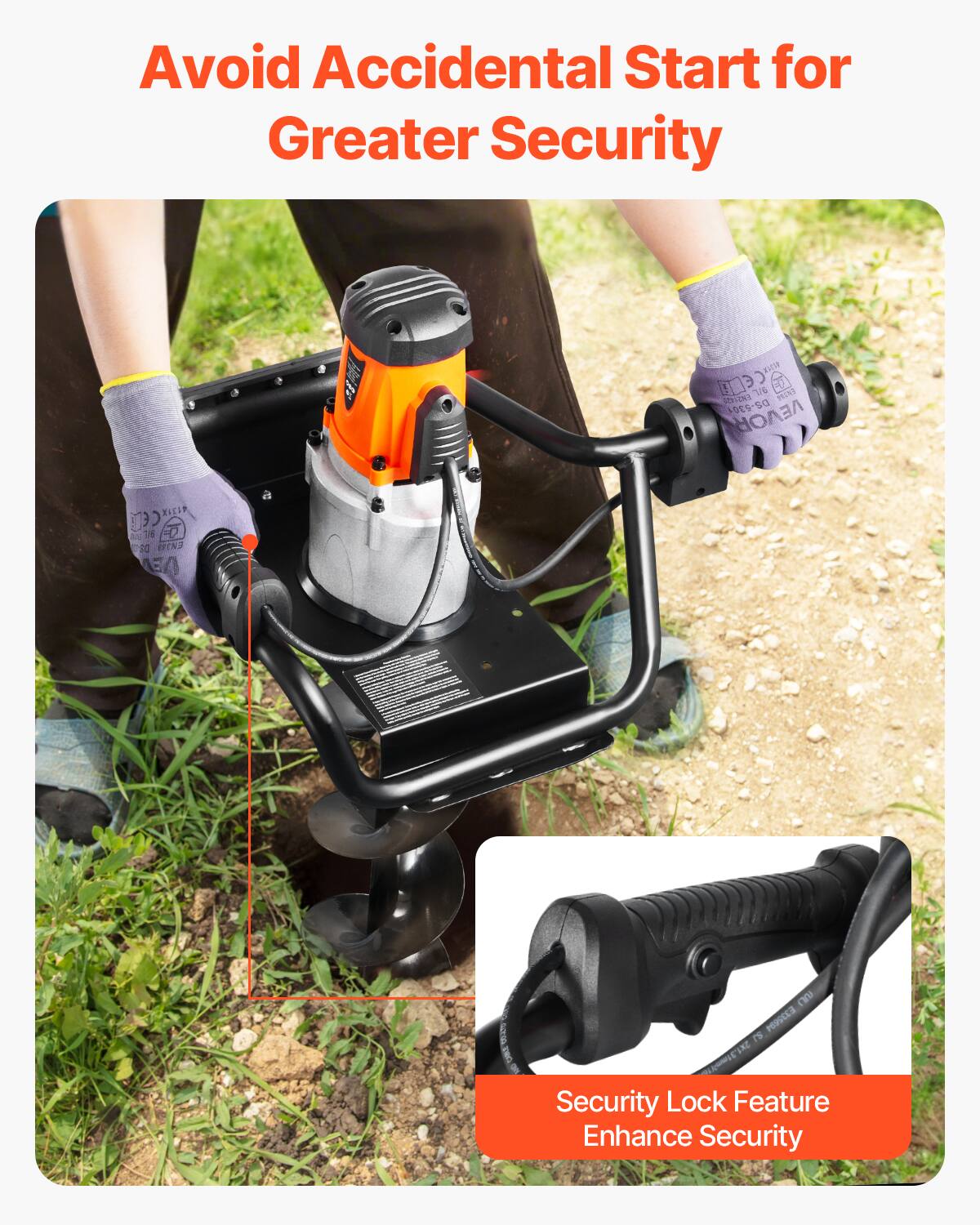 Avoid Accidental Start for Greater Security

KIEST CELTE GOLDB / BRING DS-5301 VEVOR
4131K CEDE % =D sa ENJA
(UL) SPECIAL SJ E335694 CABLE 2x1 PREP 31mm3/16

Security Lock Feature Enhance Security