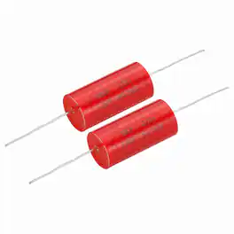 Unique Bargains - 2pcs 4uf Frequency Divider Capacitor, 250V Axial Audio Speaker Crossover MKP Film Capacitor - Red