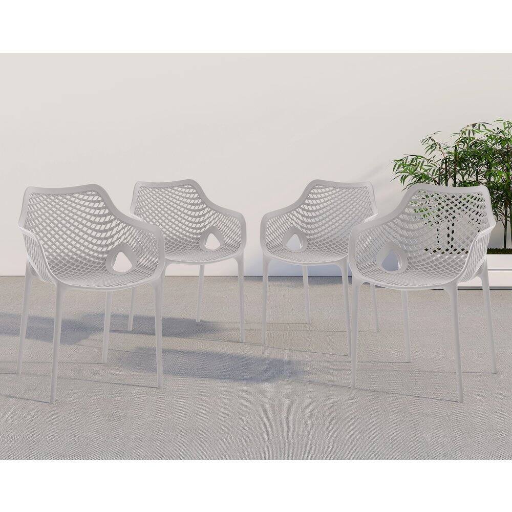 Angle. Meridian Furniture - Mykonos Grey Outdoor Patio Dining Chair, Set of 4 - Grey.