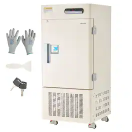 VEVOR - Ultra Low Temperature Freezer, 28 L, −40℉ to −123℉ Adjustable Temp Range, with Rollers and Digital Display - White