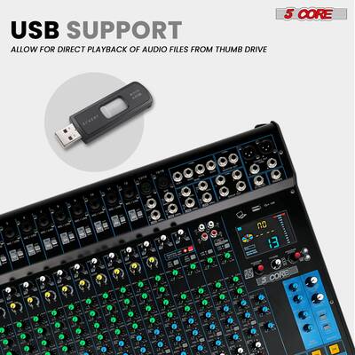5 CORE Audio Mixer 20 Channel DJ Soundboard USB Interface 5 CORE Audio Mixer 20 Channel DJ Soundboard USB Interface