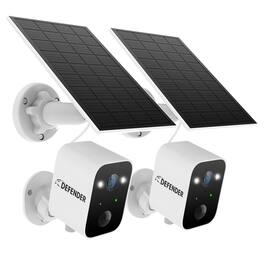 Defender - Solar Powered 4K AI Everwatch Wireless Security Camera with 3W Solar Panel, AI Detection, 2 Pack - White