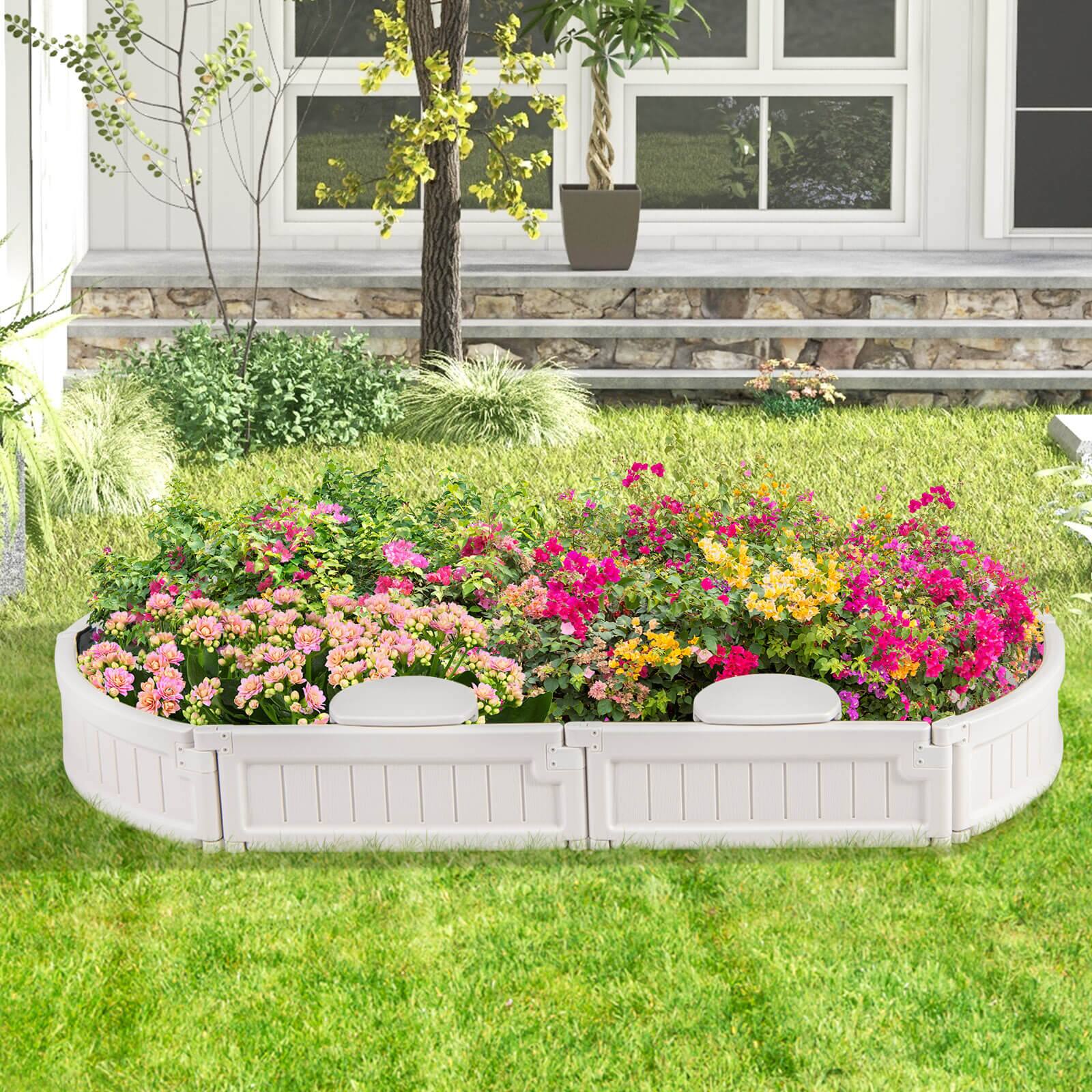 Alt View 3. Costway - Costway 6F Wooden Sandbox with Built-in Corner Seat, Cover, Bottom Liner for Outdoor Play - White.
