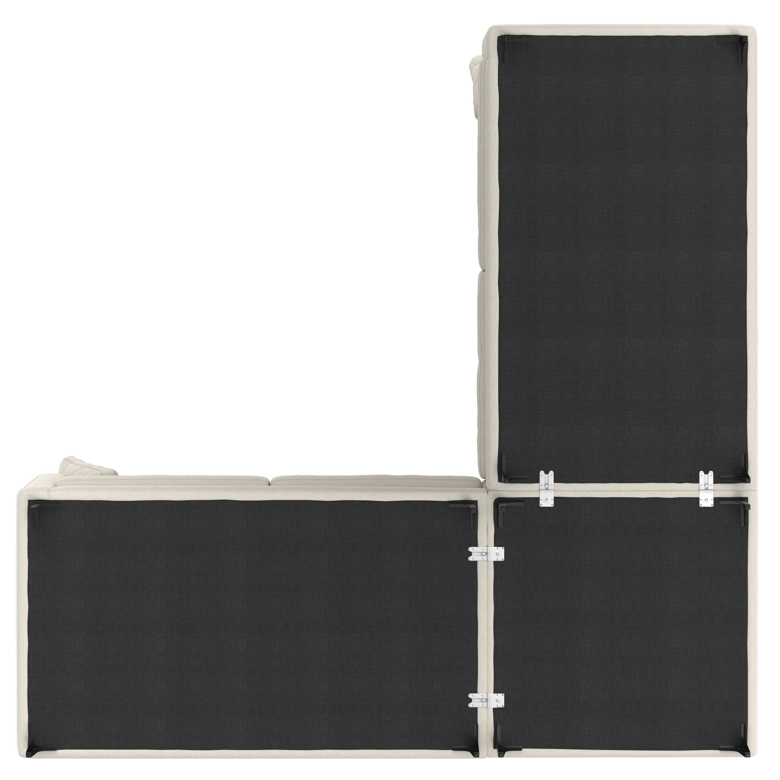 Alt View 2. Simpli Home - Ava Corner Sectional in Tightly Woven Performance Fabric - Cream.