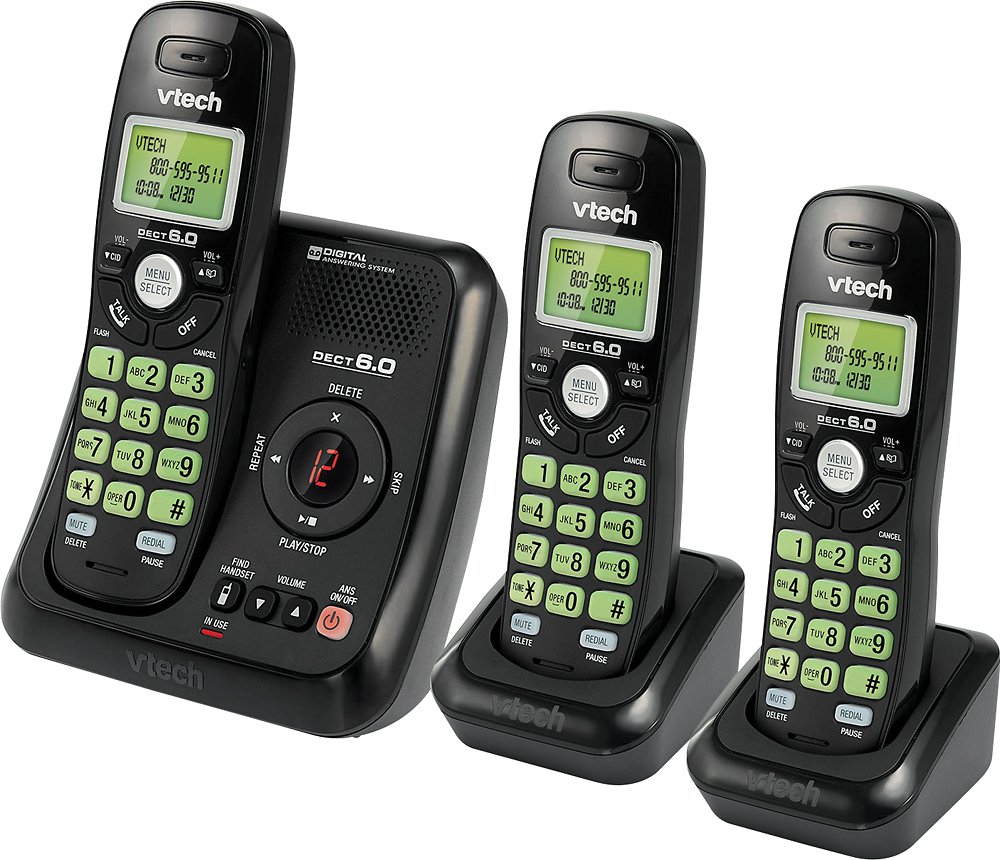 Système de téléphone sans fil et répondeur DECT 6.0 CS6124-11 de VTech -  Noir