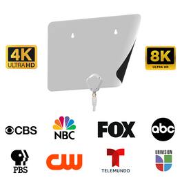 Cables Direct Online - Indoor Digital HDTV Antenna 8K/4K/1080p Support Superior Reception Range Multi Directional Reversible 75ft Cable - Black/White