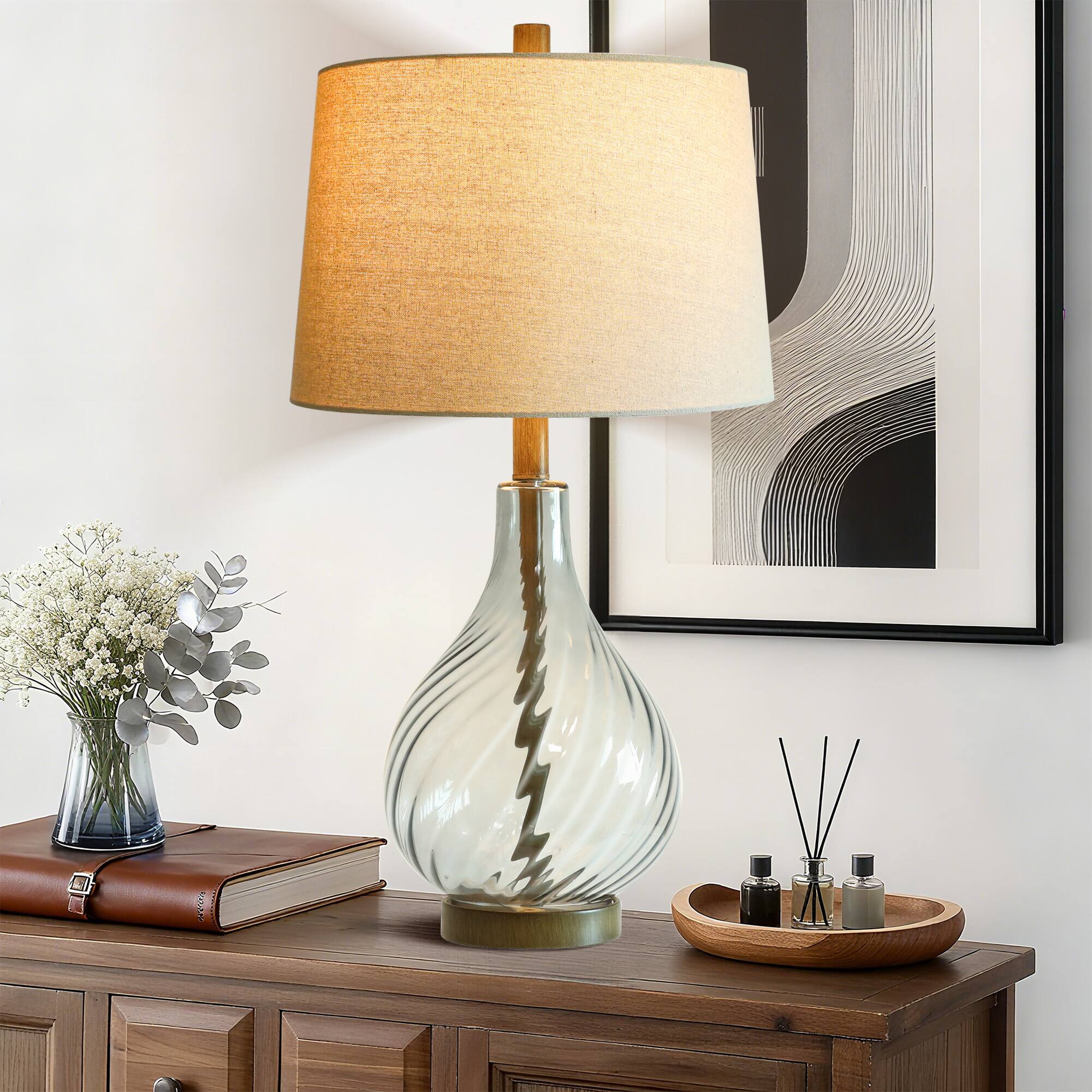Alt View 2. partphoner - Clear Spiral Glass Table Lamp - Transparent.