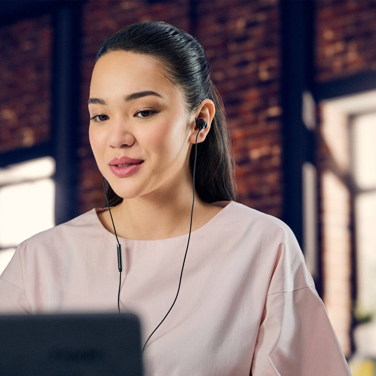Alt View 2. Panasonic - ErgoFit In-Ear Earbud Headphones with Microphone, USB-C Compatible - White.
