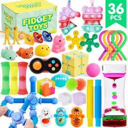 Joyfy - 36 Pcs Fidget Toys Pack for Kids, Sensory Party Favors Bulk for Birthday Goodie Bags, Classroom Prizes - colorful