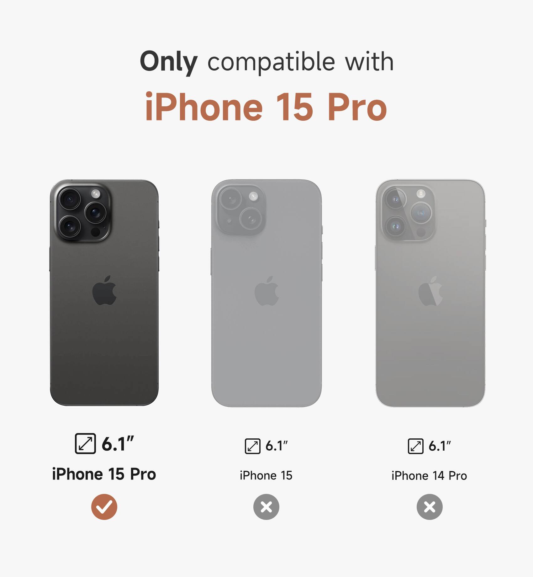 Only compatible with iPhone 15 Pro 6.1" iPhone 15 Pro iPhone 15 iPhone 14 Pro