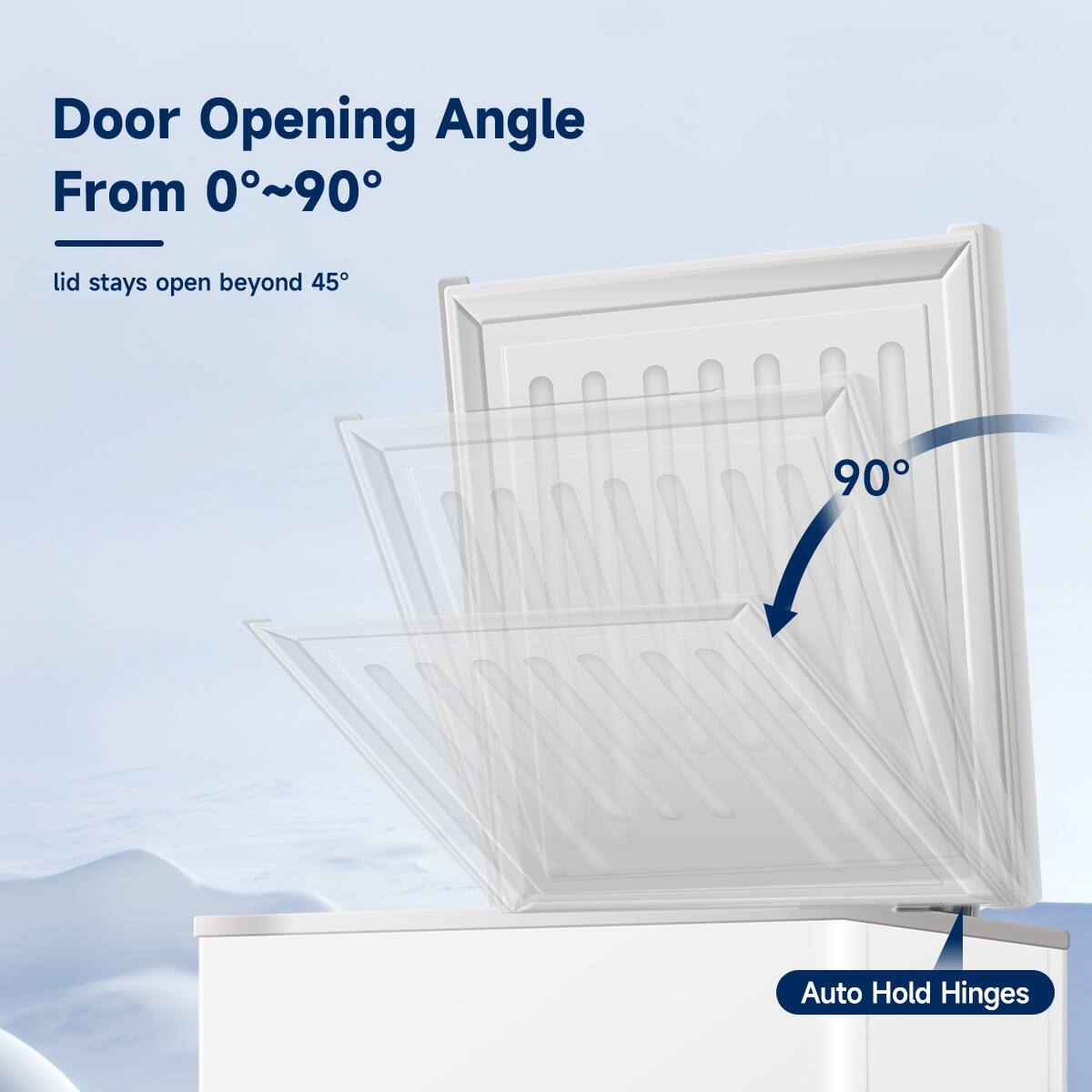 Door Opening Angle From 0°~90°  
lid stays open beyond 45°  
90°  
Auto Hold Hinges