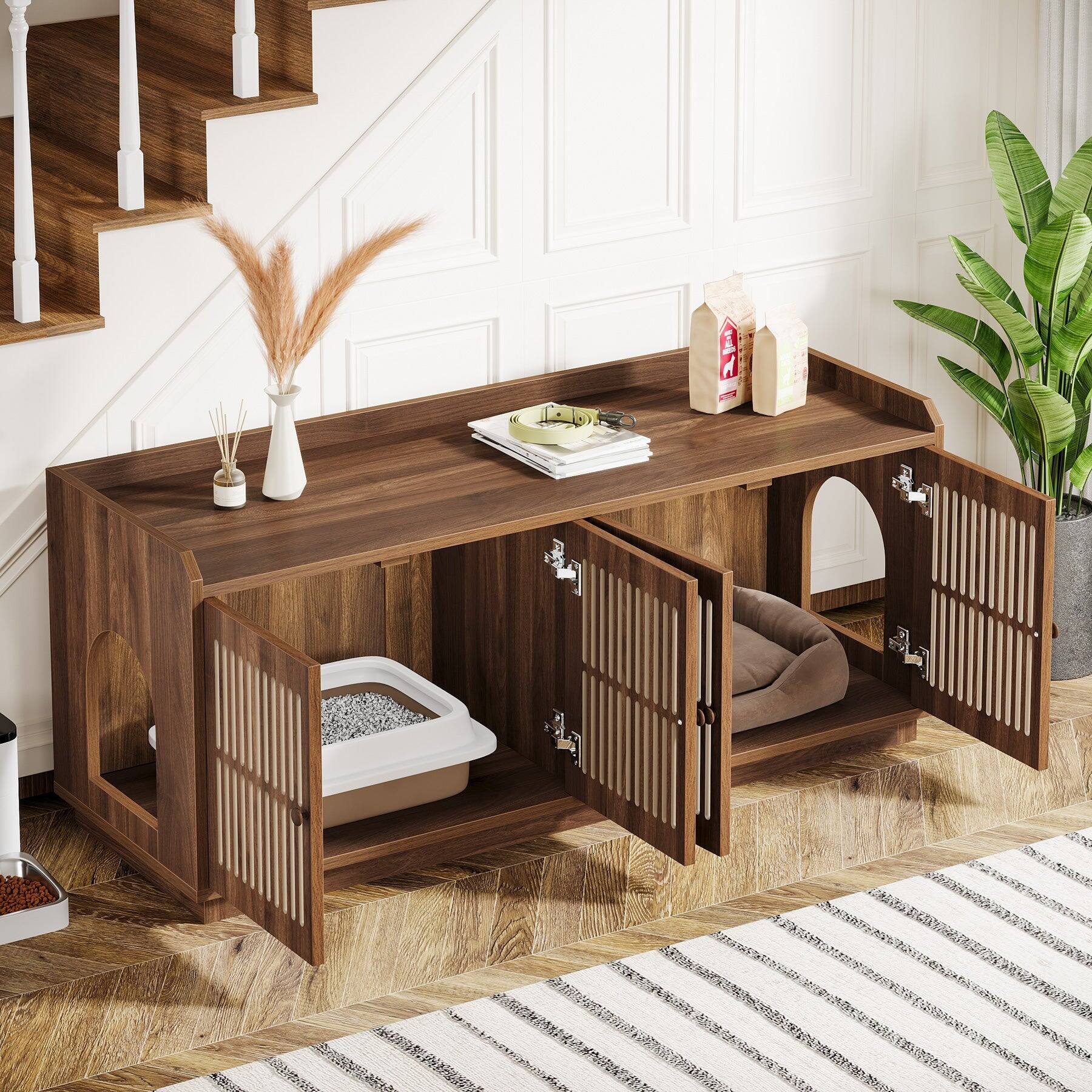 Angle. Tribesigns - Office Storage Cabinet, For Everyday Organization in Workspaces and Office Reception Areas - Brown.