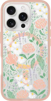 Front. OtterBox - iPhone 16 Pro Symmetry Series Case with MagSafe - Peachy Bloom.