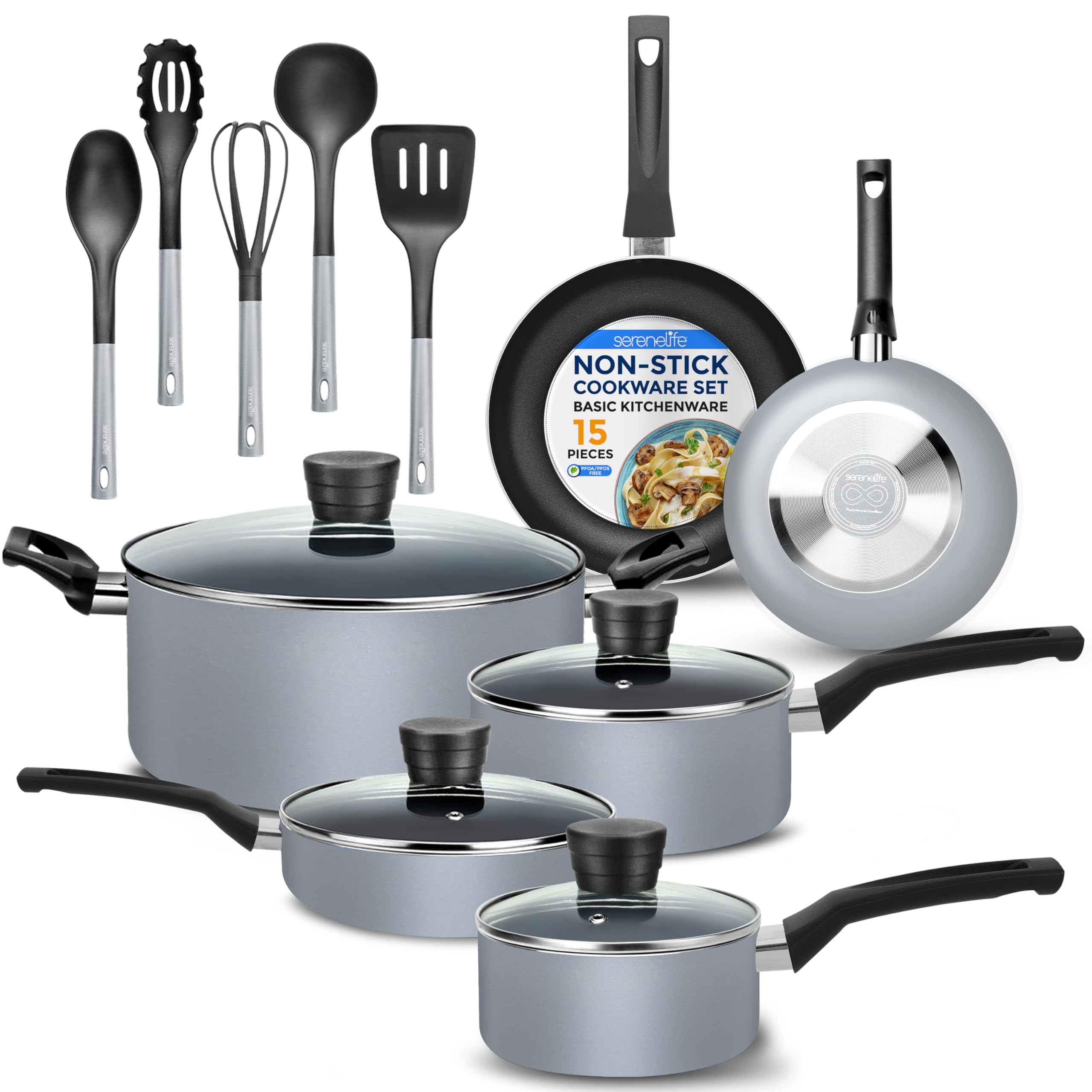 serentelife NON-STICK COOKWARE SET BASIC KITCHENWARE 15 PIECES