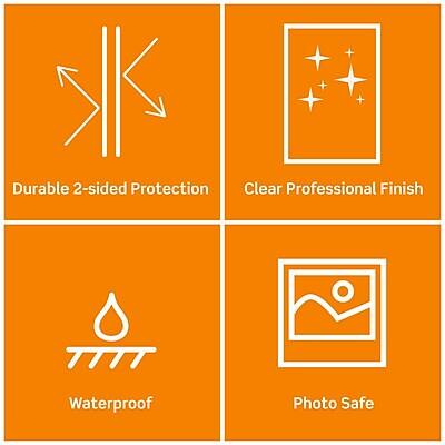 Durable 2-sided Protection  
Clear Professional Finish  
Waterproof  
Photo Safe