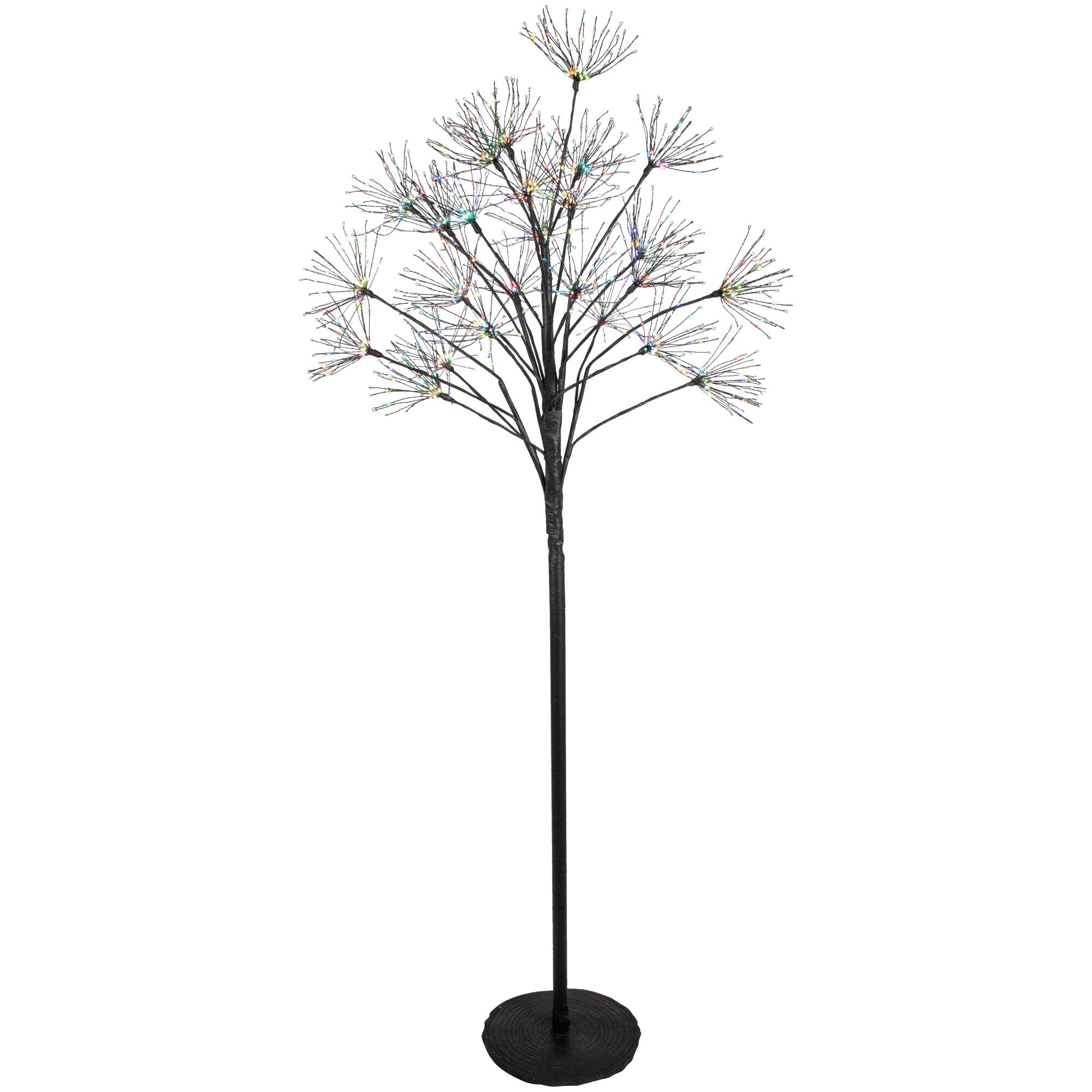 Front. Northlight - 5' LED Lighted Christmas Fireworks Tree, Multi-Color Lights - Black.