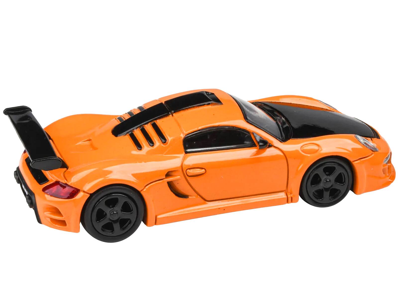Angle. Paragon - 2012 RUF CTR3 Clubsport Orange with Black Hood 1/64 Diecast Model Car by Paragon Models - Orange With Black.