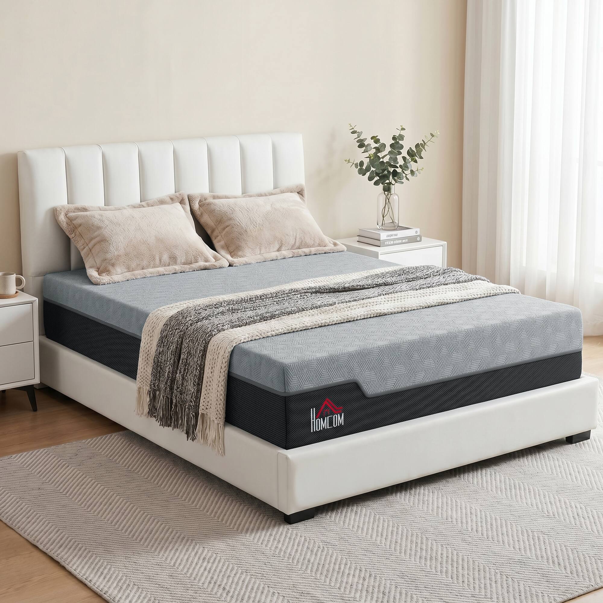 Alt View 7. Homcom - Mattress, 14 Inch Memory Foam Mattress for Pressure Relief, Graphene Gel Cooling Copper Bed in a Box - Gray.