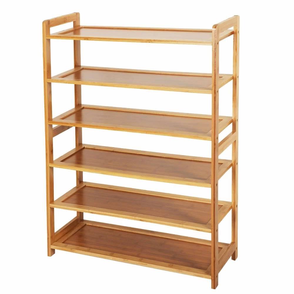Hivvago - Solid Wood 6-Shelf Shoe Rack - Holds up to 24 Pair of Shoes - Brown