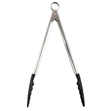 Front. Cuisipro - 12 Inch Silicone Locking Tongs, Black - Black.