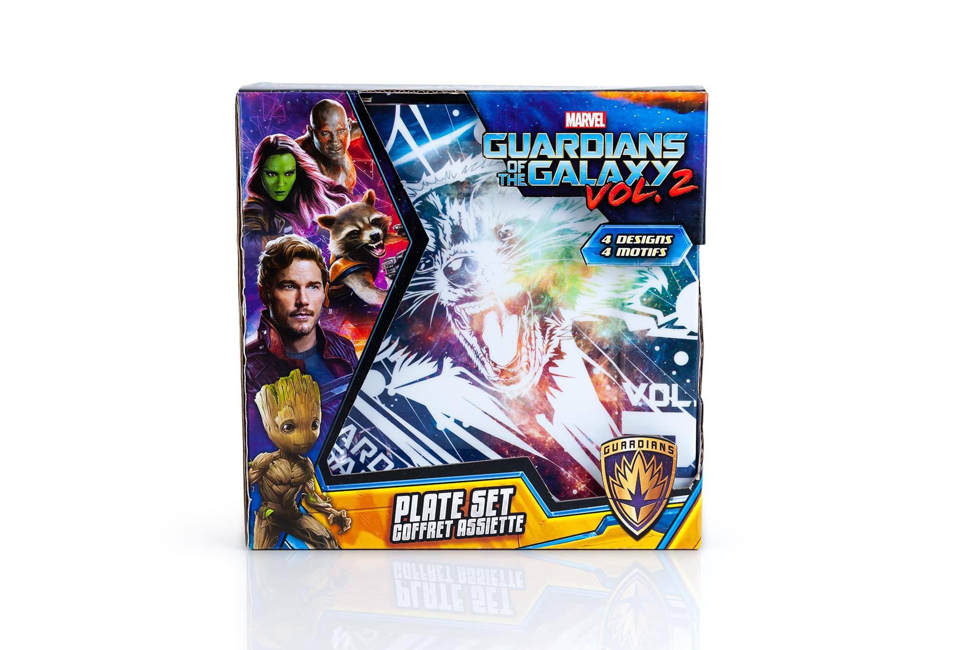 MARVEL GUARDIANS OF GALAXY THE 2 VOL.2 4 DESIGNS 4 MOTIFS TARD PLATE SET COFFRET ASSIETTE COFFRET ASSIETTE PLATE SET KOL GUARDIANS
