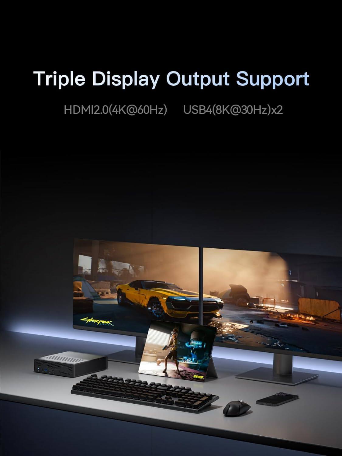 Triple Display Output Support  
HDMI2.0(4K@60Hz)  
USB4(8K@30Hz)x2