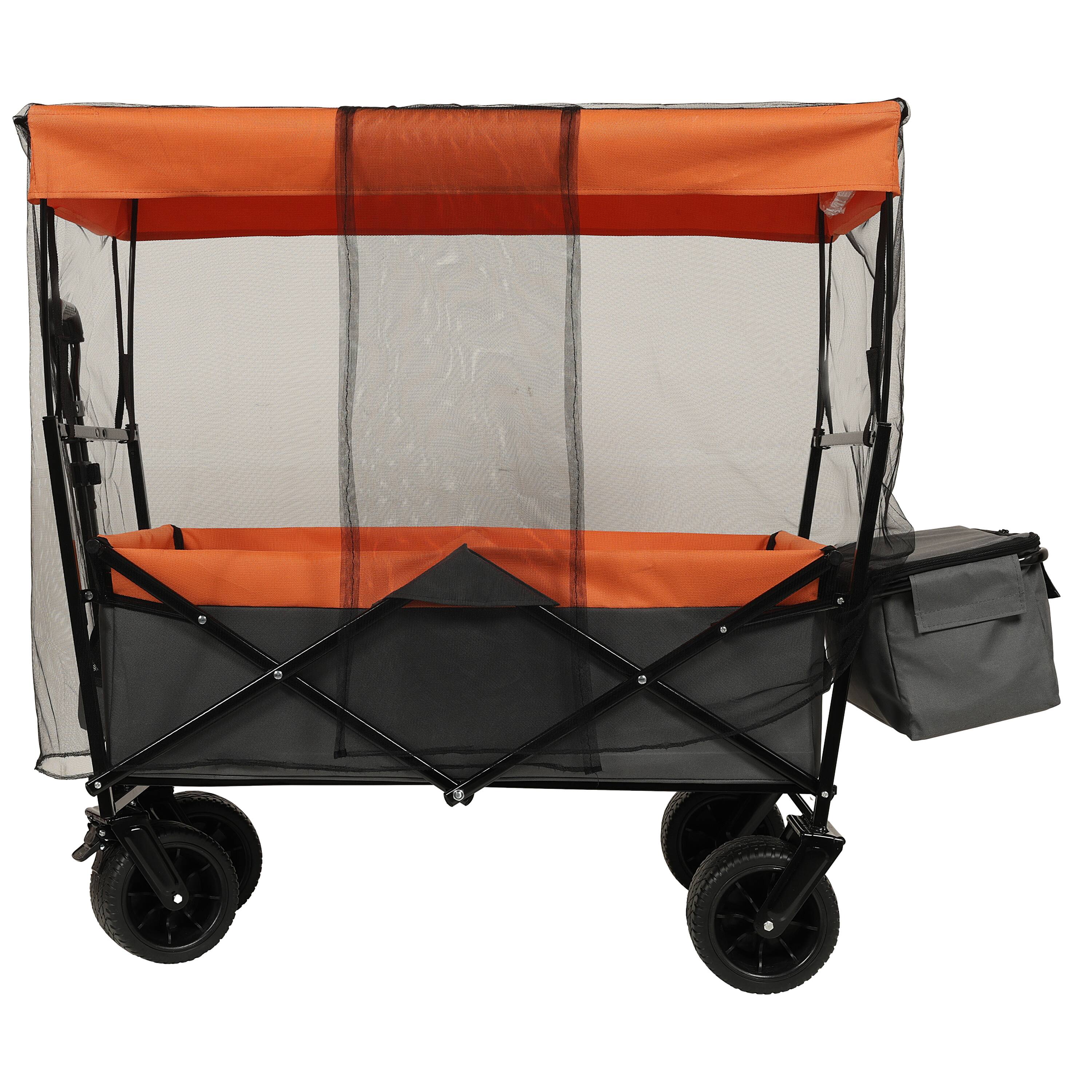 Mondawe - 480lbs Collapsible Wagon Utility Carts w/ Mosquito Net, Ice Pack, Removable Canopy - Orange price history on PriceWatchPro
