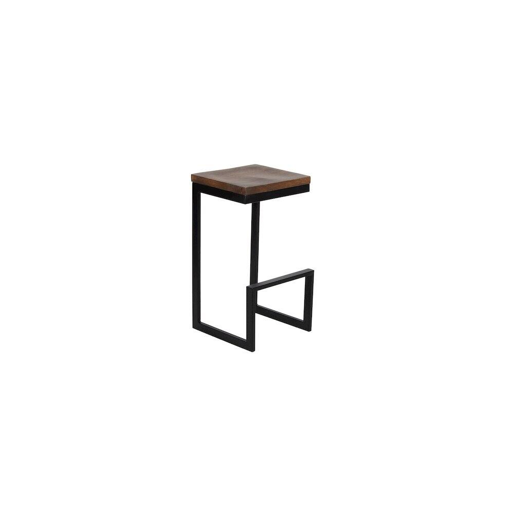 Alt View 1. Porter Designs - Cube Solid Wood & Metal Bar Stool - Brown.