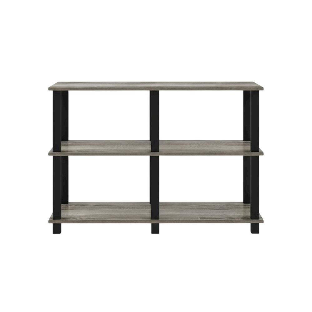 Alt View 3. FurniFact - Wooden TV stand for up to 40 inch TVs with modern French Oak and black finish - Gray Black.