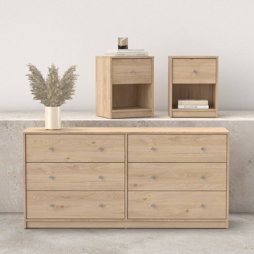 Angle. Tvilum - 3-Piece Bedroom Set - 6 Drawer Double Dresser And Nightstand Set Of 2 - Brown.