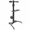 Front. Mount-It! - Mobile PC Workstation for Dual Monitors with Height Adjustment, Rolling Base & Integrated CPU Mount - Black.