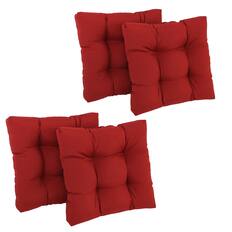 Front. Blazing Needles - 19-inch Squared Twill Tufted Dining Chair Cushion (Set of Four) - Ruby Red.