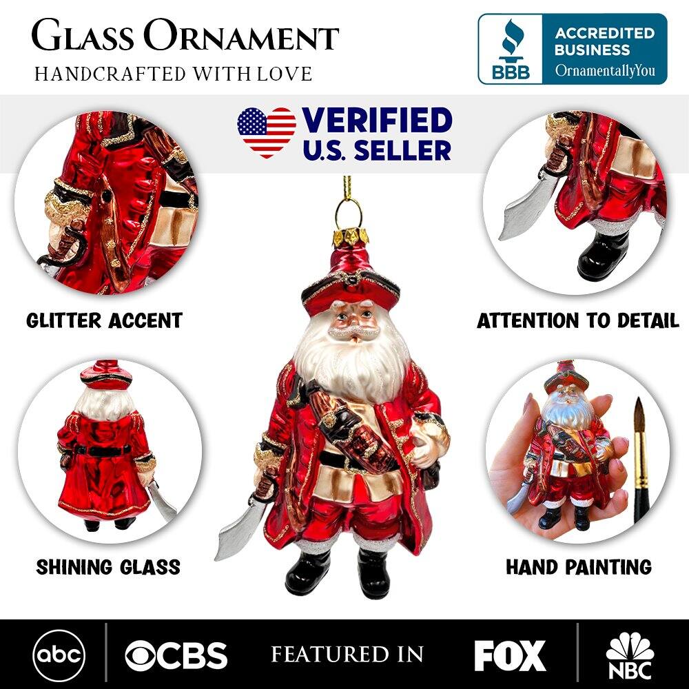 **Glass Ornament**  
Handcrafted with Love

- Verified U.S. Seller
- Accredited Business (BBB)
- OrnamentallyYou

**Features:**
- Glitter Accent
- Attention to Detail
- Shining Glass
- Hand Painting

**Featured in:**
- ABC
- CBS
- FOX
- NBC