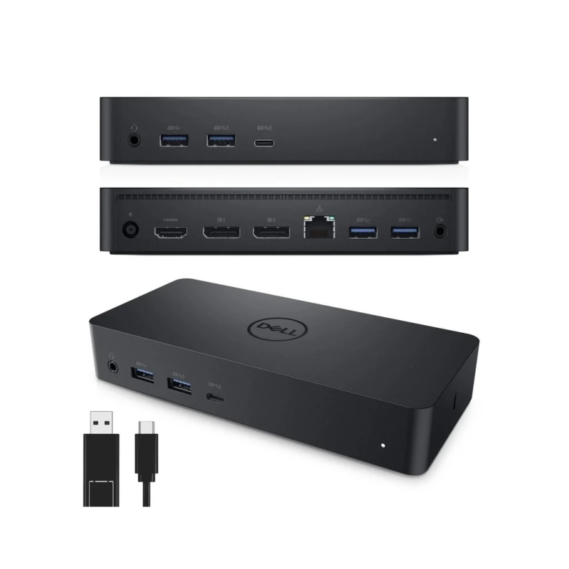 Dell - Refurbished Excellent - D6000 Universal Laptop Dock – USB-C & USB-A, 65W Power Delivery, 3 Monitors - Black