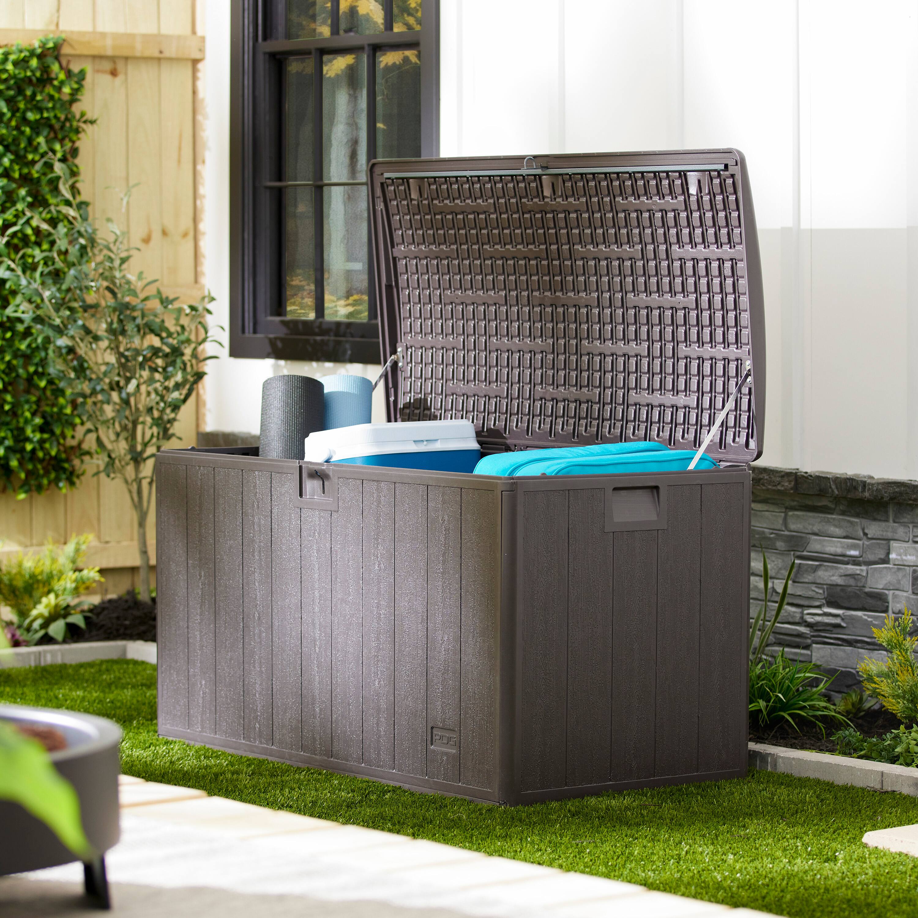 Alt View 10. Plastic Development Group - Plastic Development Group 105-Gallon Resin Outdoor Storage Deck Box, Java Brown - Java Brown.