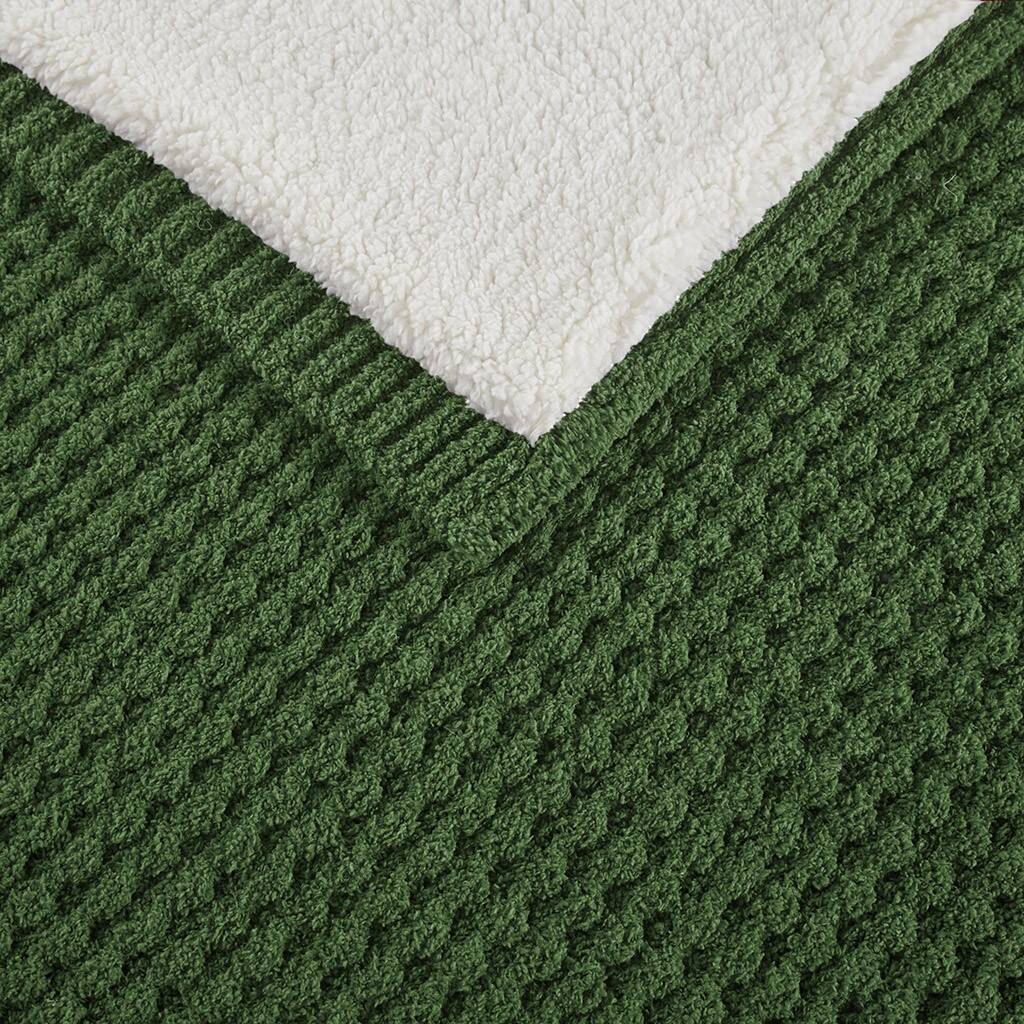 Alt View 5. Gracie Mills - Gracie Mills Dorian Waffle Weave Solid Chenille Throw - Green.