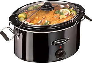 Hamilton Beach Slow Cooker, Extra Large 10 Quart, Black (33195) & Portable  7-Quart Programmable Slow Cooker With Lid Latch Strap for Easy Transport